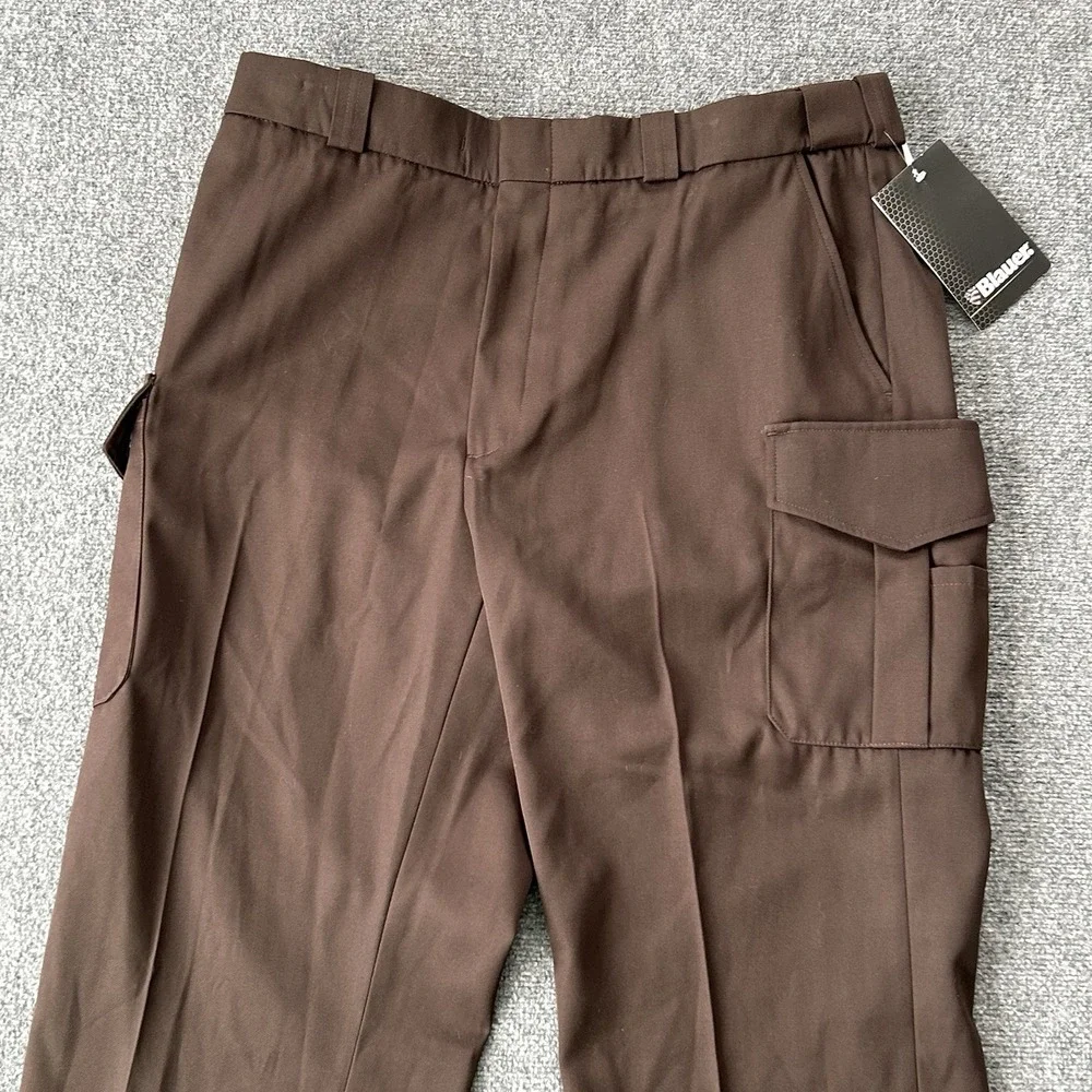 Blauer Pants Men 38 Chocolate Brown Side Pocket Rayon Cargo Uniform Unhemmed P15